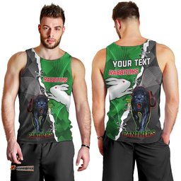 (Custom Personalised) Rabbitohs Mix Panthers Rugby Men Tank Top Sporty Style