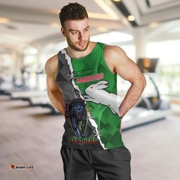 (Custom Personalised) Rabbitohs Mix Panthers Rugby Men Tank Top Sporty Style