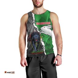 (Custom Personalised) Rabbitohs Mix Panthers Rugby Men Tank Top Sporty Style