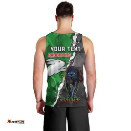 (Custom Personalised) Rabbitohs Mix Panthers Rugby Men Tank Top Sporty Style