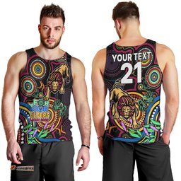 Custom Lions Football Aboriginal Art Men Tank Top NAIDOC Indigenous Tribal