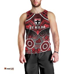 St Kilda Football Men Tank Top Saints Aboriginal Mix Polynesian Pattern