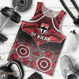 St Kilda Football Men Tank Top Saints Aboriginal Mix Polynesian Pattern