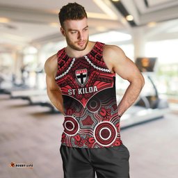 St Kilda Football Men Tank Top Saints Aboriginal Mix Polynesian Pattern