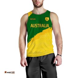 (Custom Personalised) Australia Soccer Men Tank Top World Cup Football Matildas Female Socceroos