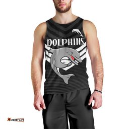 (Custom Text And Number) Redcliffe Dolphins Rugby Men Tank Top Simple Black Style