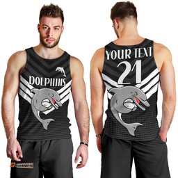 (Custom Text And Number) Redcliffe Dolphins Rugby Men Tank Top Simple Black Style