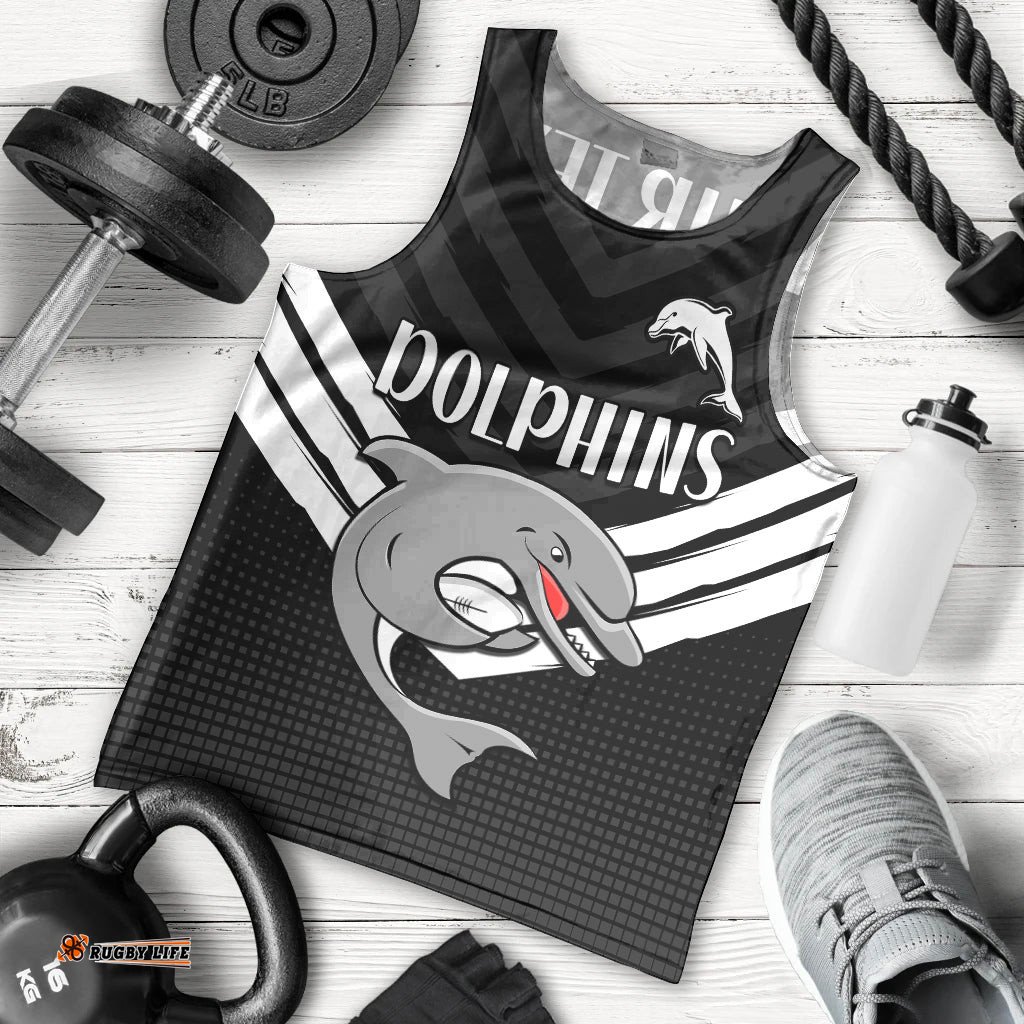 (Custom Text And Number) Redcliffe Dolphins Rugby Men Tank Top Simple Black Style