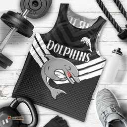 (Custom Text And Number) Redcliffe Dolphins Rugby Men Tank Top Simple Black Style