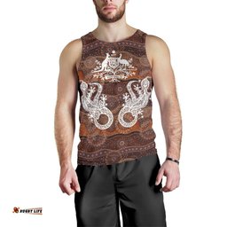 Men Tank Top - Australian Coat Of Arms Mens Tank Lizard Aboriginal Patterns