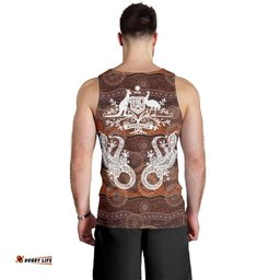 Men Tank Top - Australian Coat Of Arms Mens Tank Lizard Aboriginal Patterns