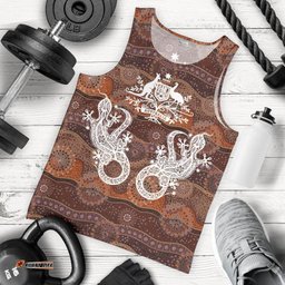 Men Tank Top - Australian Coat Of Arms Mens Tank Lizard Aboriginal Patterns