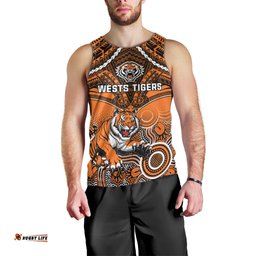 Personalised Tigers Rugby Men Tank Top Aboriginal Mix Polynesian Pattern