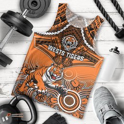 Personalised Tigers Rugby Men Tank Top Aboriginal Mix Polynesian Pattern