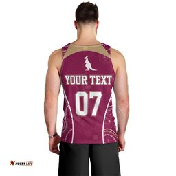 Personalised QLD Maroons Rugby Indigenous Men Tank Top State Of Origin Canetoads