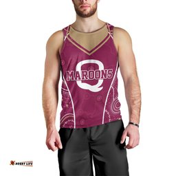 Personalised QLD Maroons Rugby Indigenous Men Tank Top State Of Origin Canetoads