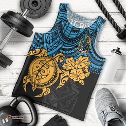 Custom Titans Rugby Men Tank Top GLD Hibiscus and Turtle With Polynesian Pattern
