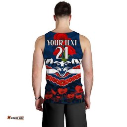 (Custom Personalised) Cats Football ANZAC Men Tank Top Lest We Forget