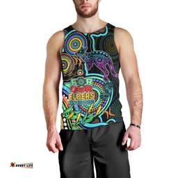 Kangaroos Football Aboriginal Art Men Tank Top NAIDOC Indigenous Tribal