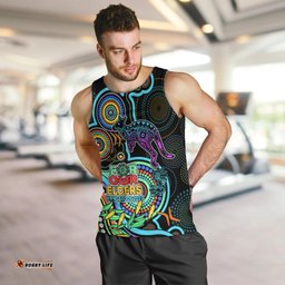 Kangaroos Football Aboriginal Art Men Tank Top NAIDOC Indigenous Tribal
