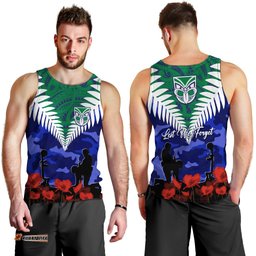 New Zealand Warriors Rugby Men Tank Top Anzac Day Maori Mix Camouflage