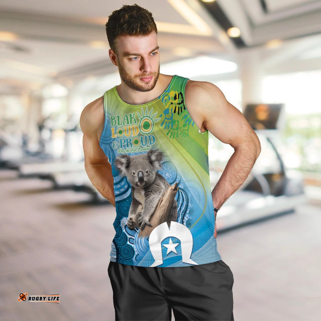 Vivid Minimal Koala NAIDOC 2024 Men Tank Top Aboriginal Art Style