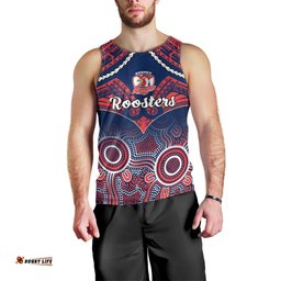 Roosters Rugby Men Tank Top Tricolours 1908 Aboriginal Mix Polynesian Pattern
