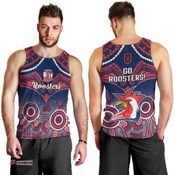 Roosters Rugby Men Tank Top Tricolours 1908 Aboriginal Mix Polynesian Pattern