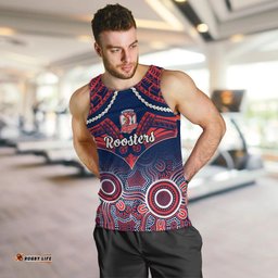 Roosters Rugby Men Tank Top Tricolours 1908 Aboriginal Mix Polynesian Pattern