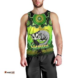 Personalised Australia Gemini Sugar Gilder Zodiac Men Tank Top Auz Astrology Aboriginal - Green