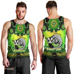 Personalised Australia Gemini Sugar Gilder Zodiac Men Tank Top Auz Astrology Aboriginal - Green