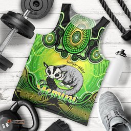 Personalised Australia Gemini Sugar Gilder Zodiac Men Tank Top Auz Astrology Aboriginal - Green
