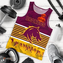 Brisbane Broncos Men's Tank Top Anzac Day Simple Style - Maroon