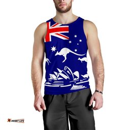 Men Tank Top - Sydney Opera Mens Tank Kangaroo Aus Flag