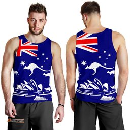 Men Tank Top - Sydney Opera Mens Tank Kangaroo Aus Flag