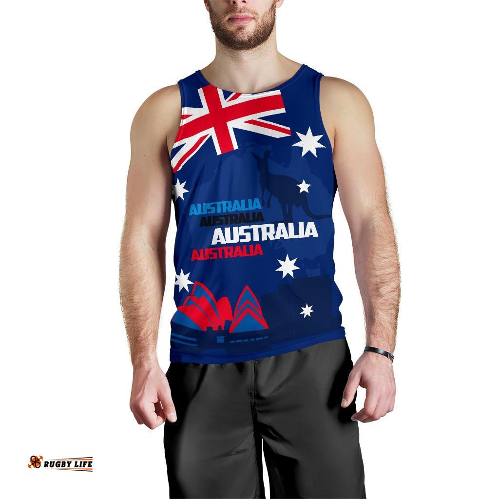 Men Tank Top - Sydney Opera Mens Tank Kangaroo Aus Flag