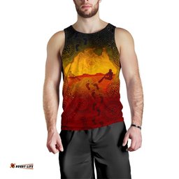 Aboriginal Men's Tank Top, Australian Map with  Indigenous Color