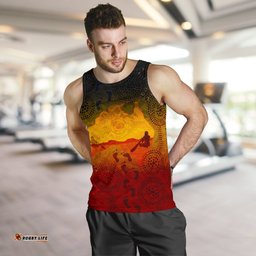 Aboriginal Men's Tank Top, Australian Map with  Indigenous Color