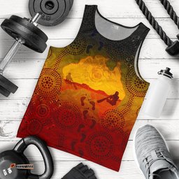 Aboriginal Men's Tank Top, Australian Map with  Indigenous Color