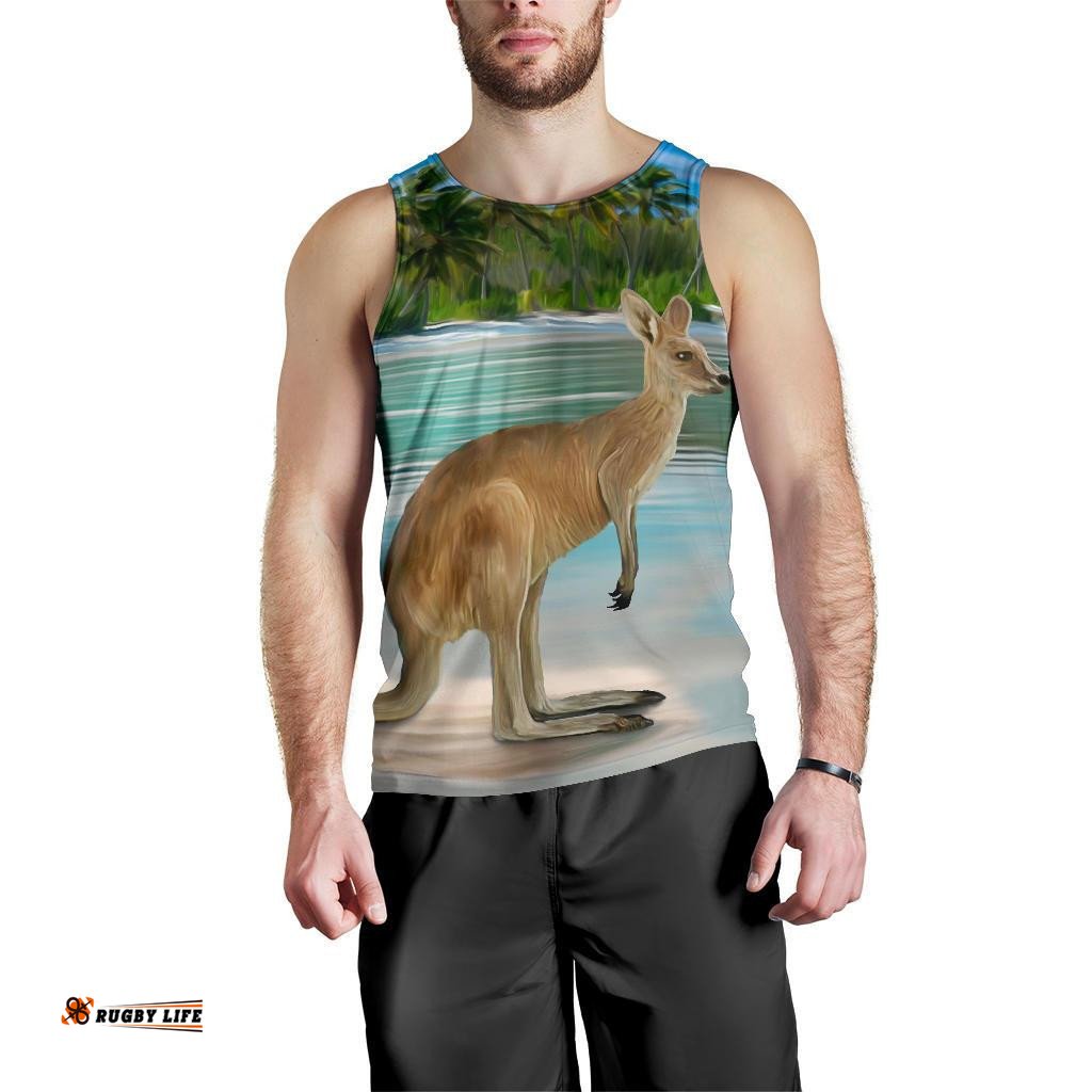 Men Tank Top - Kangaroo Mens Tank Landscape Art