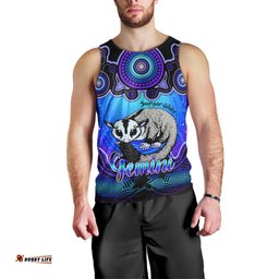 Personalised Australia Gemini Sugar Gilder Zodiac Men Tank Top Auz Astrology Aboriginal - Blue