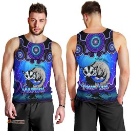 Personalised Australia Gemini Sugar Gilder Zodiac Men Tank Top Auz Astrology Aboriginal - Blue