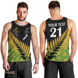 Custom Australia Wallabies and Aotearoa Rugby Men Tank Top Kangaroo Black Fern Maori Gradient Vibe