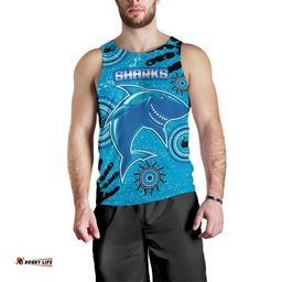 Cronulla Sharks Men Tank Top Indigenous Country Style