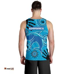 Cronulla Sharks Men Tank Top Indigenous Country Style