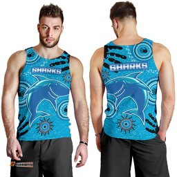 Cronulla Sharks Men Tank Top Indigenous Country Style
