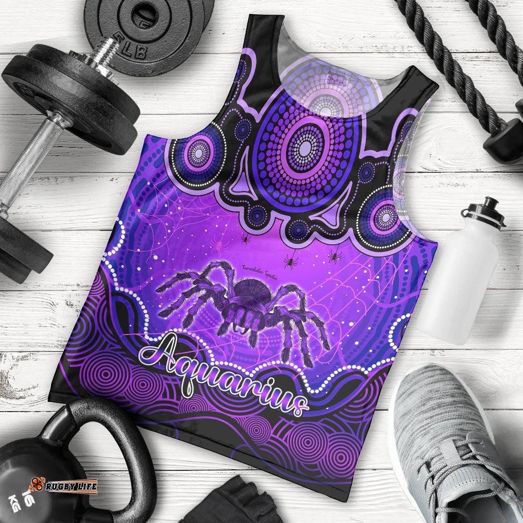 Personalised Australia Scorpio Tarantulas Spider Zodiac Men Tank Top Auz Astrology Aboriginal - Purple