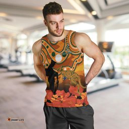 (Custom Text And Number) Wallabies Rugby ANZAC Men Tank Top Aboriginal Camouflage Lest We Forget