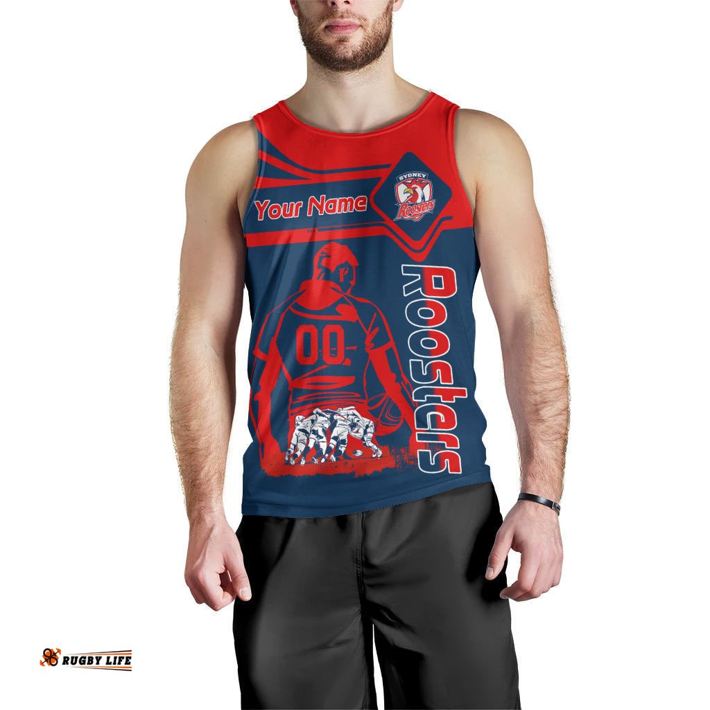 Sydney Roosters Tank Top Personalized Pentagon Style- NRL