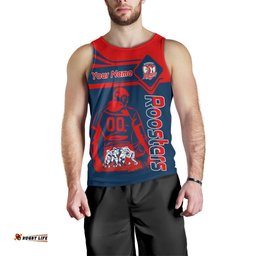 Sydney Roosters Tank Top Personalized Pentagon Style- NRL